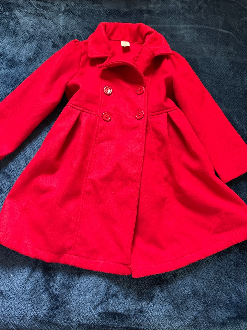 Girls' Red Double-Breasted Pea Coat